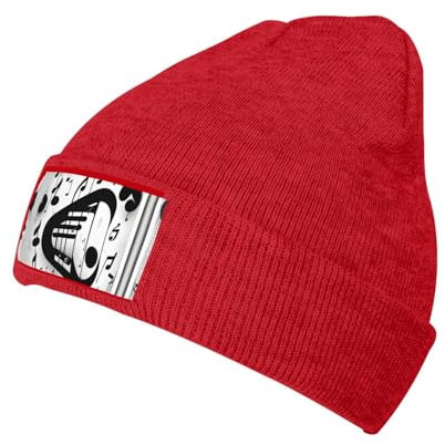 Schwarze und weiße Strickmütze für Erwachsene, Herren, Strickmütze, Unisex, Wintermütze, warm, weich, stilvoll, langlebig, Rot, EinheitsgröÃŸe