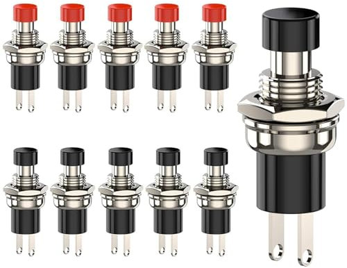 10 Stücke Mini Taster Momentane Druckschalter Lockless 2 Pins 1A250V SPST ON/OFF Taste Schalter für Horn KFZ Auto Armaturenbrett Boot