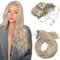 Moresoo Microring Extensions Echthaar 60 cm Aschblond mit Platinblond Haar Extensions Seidenglatt Für Jede Tätigkeit 50G 50Stränge #18/613