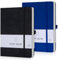 ZLLkeji Taccuino a5 Pelle Impermeabile Diario a Righe College Taccuino Da Viaggio Fascia Elastica Per Ufficio Scuola Casa Scrittura e Note 400 Pagine 2 Pezzi Blu Nero