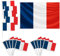 Lote de 16 banderas, 1 bandera grande 150x90 cm con ojales de latón, 15 banderas pequeñas de mano, decoración en eventos deportivos, fiestas(Francia)
