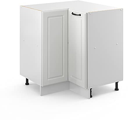 Vicco Eckunterschrank R-Line, Küchen Eckschrank, Weiß Landhaus/Weiß, 75.6 cm, AP Eiche