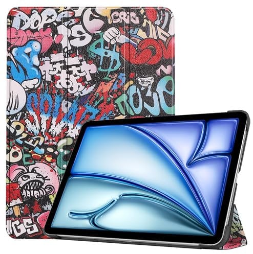 Palizufio Hülle für iPad Air 11 2024(M2),Schlank Leicht PU Leder Tasche Schutzhülle Flip Folio Dreifach Ständer Klapphülle Abdeckung mit Auto Wecken/Schlafen,Graffiti