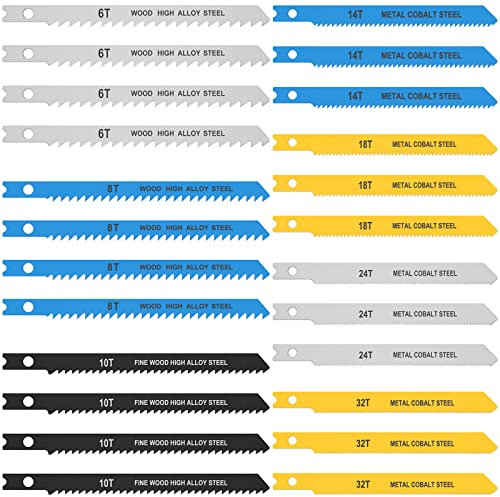 Universal Jigsaw Blade Set (24 pieces), Reciprocating Saw Blades for Metal Wood Cutting, Compatible with Bosch Dewalt Makita and Many Other Products