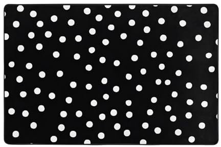 Teppiche für Wohnzimmer, 183 x 122 cm, weicher, moderner Indoor-Teppich, rutschfeste Bodenteppiche für Schlafzimmer, Esszimmer, Wohnheim, Kinderzimmer-Dekoration, schwarz-weiße Punkte