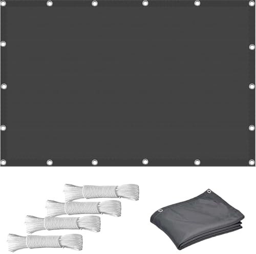 Balkon Sichtschutz Winddurchlässig 1.3 x 2.9 m Anti-Uv, Meterware, Hitzeschutz, Feuchtigkeits Sonnensegel Baldachin Rechteckige mit Ösen für Camping Schwimmbad, Dunkelgrau