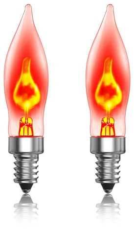 BrightArk Flickering Flame Tip Candle Bulb E10, Clear Replacement Flickering Light Bulbs,1.5W Spare Christmas Candle Flicker Light Bulb 230V for Candlestick Holder (2-Pack)