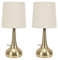 ValueLights | Brushed Gold Teardrop Touch Dimmer Table Lamps with Cream Shade | Home Décor, Bedside & Desk Lamp | Includes Bulb