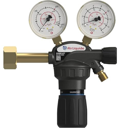 Druckminderer Sauerstoff 1/4 Zoll - leicht ablesbare Manometer mit Regelknopf