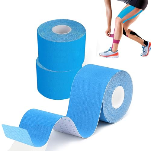 GTAGKOMMEN Kinesiologie Tape - 3 Kinesiotapes Rollen (5cm x 5m) Kinesiotape - Profi Physio Tape und Sporttape - wasserfeste & Hautfreundliche Sport Tapes für Muskelunterstützung, Knieschmerzen
