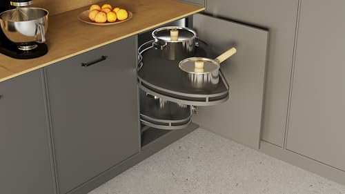 STOLMET Eckregal Eckkorb In Nierenform Organizer Für Eckschrank Ausziehbar Nierenregal Breite 80 cm Front 45 cm Links Graphit