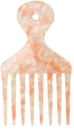 VOCOSTE Haarspieße für lockiges Haar, sanftes Entwirren breiter Zahnkamm, Afro-Plektrum, Haarpick-Kamm, hängbares Haarstyling-Werkzeug für Haarpflege, Orange