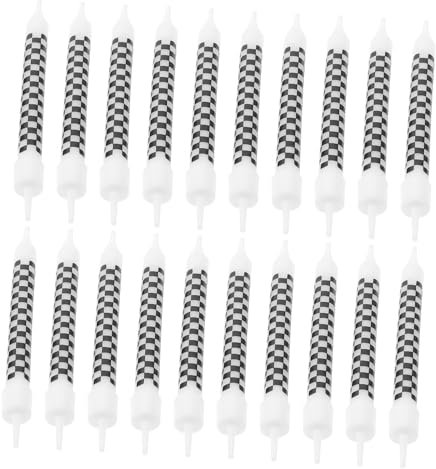 TOYANDONA 36 Stück Schwarz Weiß Karierte Kerze Auto Dekoration Rennwagen Schwarze Kerze Dekoration Weiße Kerze Kerzen Für Kuchen Rennkerzen Geburtstagskerzen Rennwagen