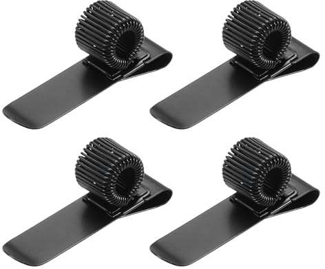 PATIKIL 4 Stück Stifthalter Clips, Metall Stifthalter Clip, Schwarz | Verstellbare Schleife Stifthalter mit horizontaler Einzelsprung-Schleife für Notizbuch, Klemmbrett