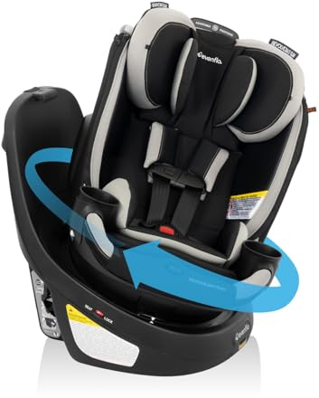 Evenflo Revolve360 Slim 2-in-1 Rotational Car Seat with Quick Clean Cover (Salem Black)