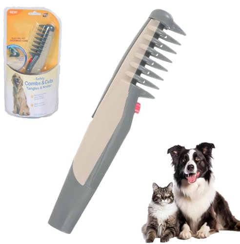 Petsboro Mataway E Kamm, Elektrohund -Hunde -Pflege -Pinsel -Trimmer für Katzen und Hunde, 2 in 1 elektrische Haustier -Pflegekammhaare entfernen, 2-in-1-Trimmen & Pflege, Bubeus-Kamm (1PCS)