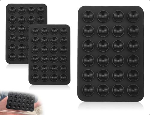 AOYEGIC 2 Stück Saugnäpfe für Handy,Silikon Noppen Handyhülle Halterung,Langlebig rutschfest Rückseite Saugnapfhalter,verwendet für Küchenwand Badezimmer Kosmetikspiegel Fenster(Schwarz)