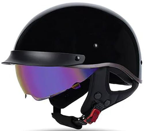 Retrò Caschi Jet Mezzo Casco Da Motociclista, Portatile Casco Scodella DOT/ECE Omologato, Vintage Sicurezza Estivo Moto Mezzo Casco, Casco Moto Jet Per Donna E Uomo Adulto 6,M=57-58CM