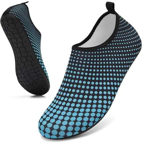 gitzing Water Shoes for Women Men Beach Quick-Dry Swim Aqua Socks Breathable Barefoot Shoes for Surfing Running Driving Pool YOG, Blue 9.5 UK/44 EU