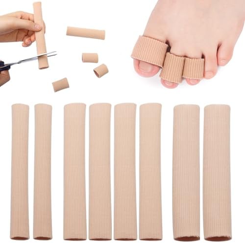 8 Stück 3 Größen Zehenschutz Silikon, Soft Gel Schneidbar Zehentrenner Atmungsaktiv Toe Cushion Tube Schlauchbandage Druckschutz für HüHneraugen Schwielen Daumenvalgus Zehenschutz