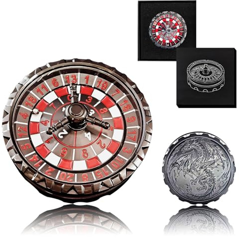 G21 Roulette Spinner for DND Dice Set, 3 in 1 Dragon Metal D&D Dice with Gift Case for Dungeons and Dragon Game, RPG Role Playing Table Game Gifts (Red-White)