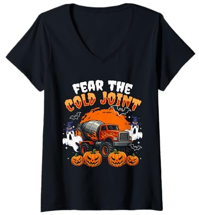 Damen Fear The Cold Joint Halloween Concrete Worker Crew T-Shirt mit V-Ausschnitt