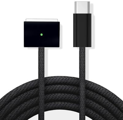 2M 140W USB C to Magnetic 3 Cable PD Fast Charging for MacBook Charger USBC Magnetic3 Cable for MacBook Pro M1 2021/M2 2023(14”/16”)/Air M4 2025 (13''/15”) M2 M3/M3 Pro/M3 Max 2024 Safe Cord Black