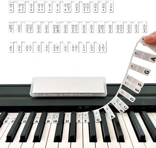 Klavierführer für Anfänger, Abnehmbare Klaviertastatur Etiketten, Silikon Klavierschlüssel, für 88 Tasten, Klaviernoten Leitfaden, Wiederverwendbar Silikon Piano Aufkleber mit Box