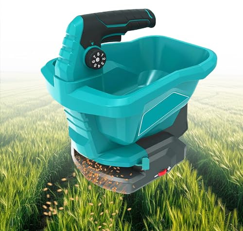 Akku Düngerstreuer für Makita Akku 18V, 8-Stufige Streumengenregulierung Tragbar Handstreuer, Universal Streuer 125° Streuwinkel einstellbar,Akku-Handstreuer für Dünger Samen, bis zu 800 m²(Ohne Akku)