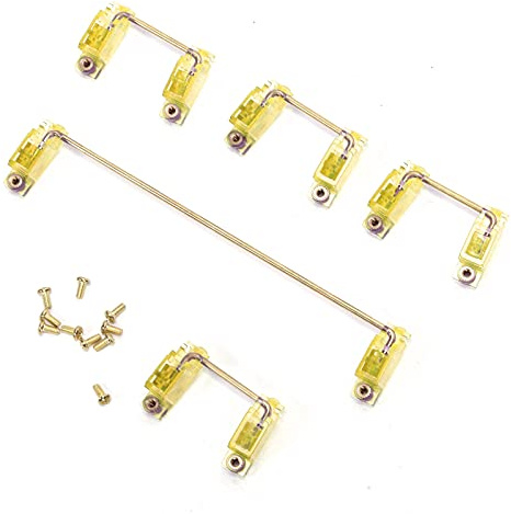 Jspondivague Mechanical Keyboard Stabilizer with Gold - Plated Screws, Transparent Nylon Shell Stabilizer Set for DIY 61/64/87 Key PCB Mount, Includes 6.5U and 2U Stabilizers (Transparent Yellow)