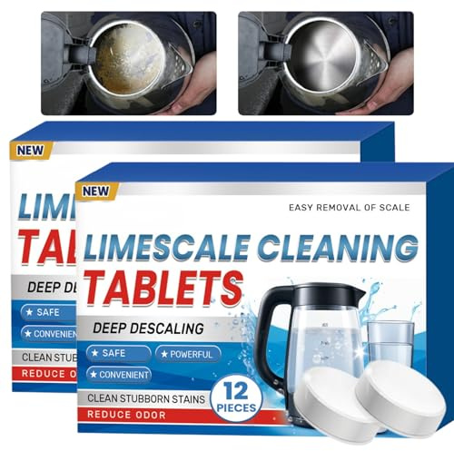 24pcs Kettle Descaler Tablets,All Purpose Descaler&Water Bottle Sterilising Tablets,Bottle Bright Cleaning Tablets with Mild Formula for Quick Cleaning,Long-Lasting Care,for Stainless Steel,Plastic