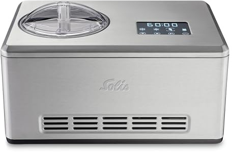 Solis Gelateria Pro Touch 3 in 1 Eismaschine mit Kompressor | Eiscreme-, Joghurt- & Slushiemaschine, 2L Edelstahlbehälter, Touchscreen, automatische Kühlfunktion, 180W