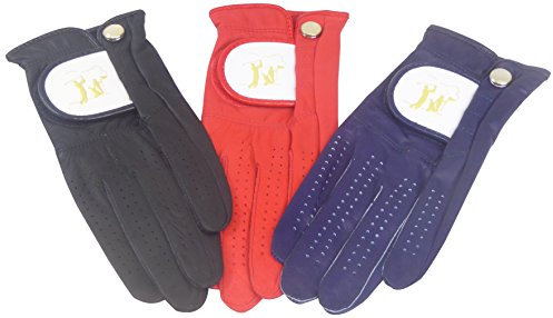 Carta Sport Damen Leather Golf Left Hand Handschuhe, Navy/Black/Red, L