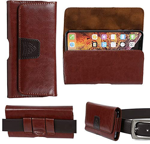 iPhone X/XS/11 Pro Leather Holster Hand Made Belt Pouch Magnet Case 2 Loops 1 Clip