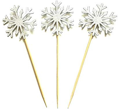 Aeromdale Schneeflocke Cake Topper Set, Weihnachten Cupcake Topper Weihnachtsschmuck 10 Stück Cupcake Topper Glitter Schneeflocke Cake Topper Picks
