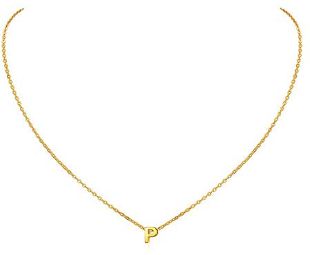 ChicSilver Collana Argento 925 Donna in Oro Bianco, Collana Donna Oro con Iniziale Lettera P Lunga 40+5CM, Ciondolo Lettera Ragazza Idee Regalo per Compleanno Anniversario