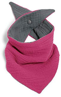 nanito Baby Dreieckstuch Lätzchen mit Druckknopf für Babys & Kleinkinder Musselin Schal Kinderhalstuch Farbwahl 100% Bio Baumwolle (pink)