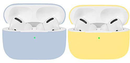 Airpods Pro Hülle, ultra-dünnes, weiches, silbernes Silikon, stoßfestes, rutschfestes Schutzzubehör Abdecketui für Apple Airpods 3-Ladekoffer - Hellblau / Gelb