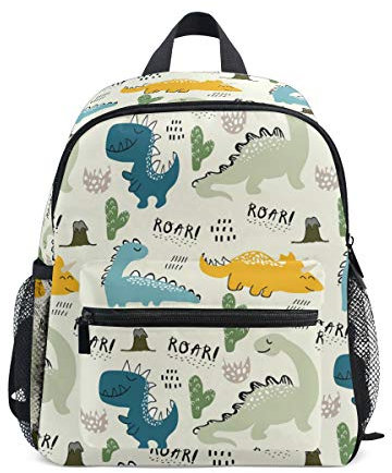 Kinderrucksack Mädchen Junge Kindergarten, Dinosaurier Lässig Mini Backpack Büchertasche mit Brustgurt