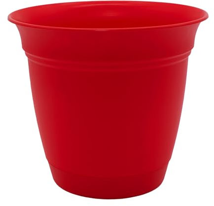 The HC Companies Eclipse Pot de Fleurs Rond de 20,3 cm avec Soucoupe – Pot de Fleurs d'intérieur et d'extérieur pour Fleurs, légumes et Herbes – Rouge