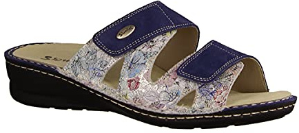 SLOWLIES 301 Blau/Bunt - Pantolette, Blau, Leder, absatzhöhe: 30 mm