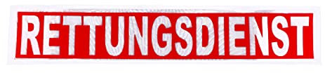 Rückenschild RETTUNGSDIENST negativ rot/weiß 42 x 8cm