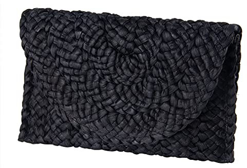 Jywmsc Bolso de Mano de Paja para Mujer, Bolsos de Playa de Verano, Cartera Tipo sobre, Bolsos Tejidos