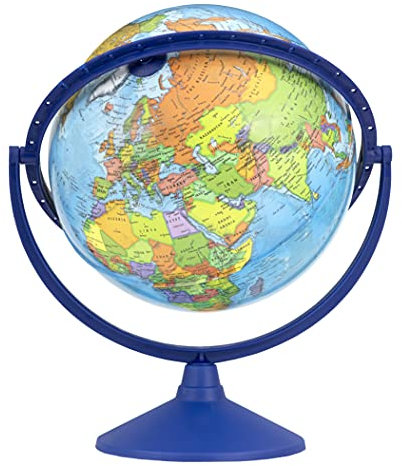 TOPGLOBE 30cm Globus, Englische Karte, um 360° drehbar, Lernweltkugel, alle Richtungen