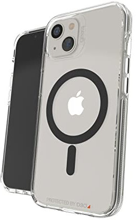 ZAGG Gear4 Santa Cruz Snap D30 Protective Case for iPhone 13, Slim, Shockproof, Wireless Charging, MagSafe, (Clear/Black)