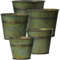 Oairse Set of 5 Plant Pots Outdoor Galvanised Planter Garden Planters Metal Plant Pots Vintage Zinc Round Bucket Flower Pot Rustic Container for Plant or Decorative Home Modern Farmhouse Indoor
