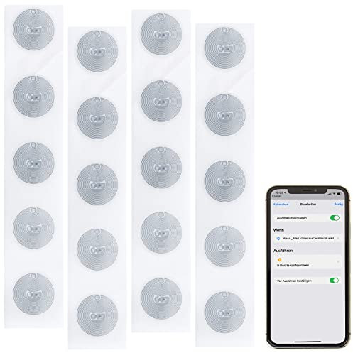 Callstel NFC Schlüsselanhänger: 20er-Set NFC-Tag-Sticker, kompatibel mit iOS & Android, 504 Byte (NFC-Universal-Tag, Hundehalsband Anhänger)