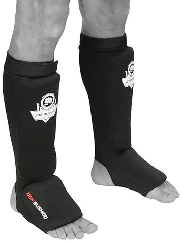 DBX BUSHIDO SPORT Flexibler Schienbeinschutz – effektives Training für Thaiboxen – Schutz während MMA und Kickboxen – perfekte Passform (XL, schwarz)