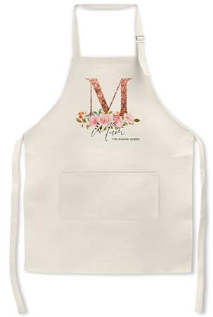 Personalised Apron Adjustable Pocket Baking Chef Ladies Women Kitchen Cooking Bib Unique Gift For Her Birthday Mothers Day Any Name Mum Mummy Baking Queen (Mum)