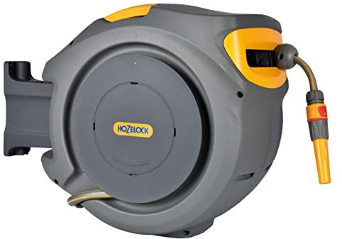 Wiltec Hozelock AutoReel Wandschlauchbox inkl. 30 m (Ø12,5 mm) Schlauch und Zubehör, 180° wendbar